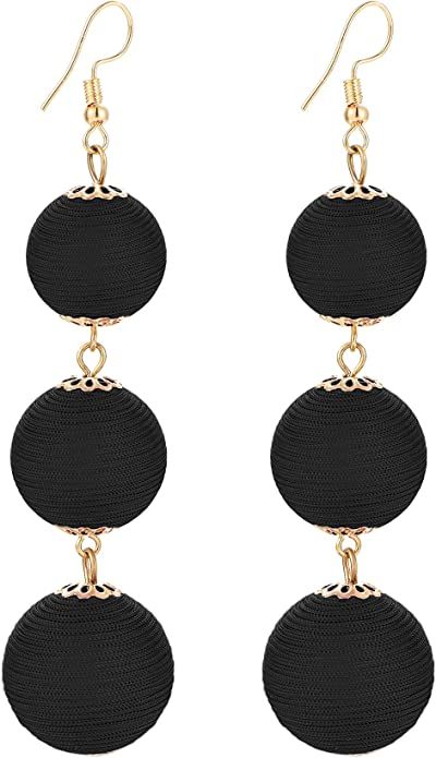 Yanxyad Thread Ball Dangle Earrings Thread Dangle Earrings Soriee Drop Earrings Beaded Ball Ear D... | Amazon (US)