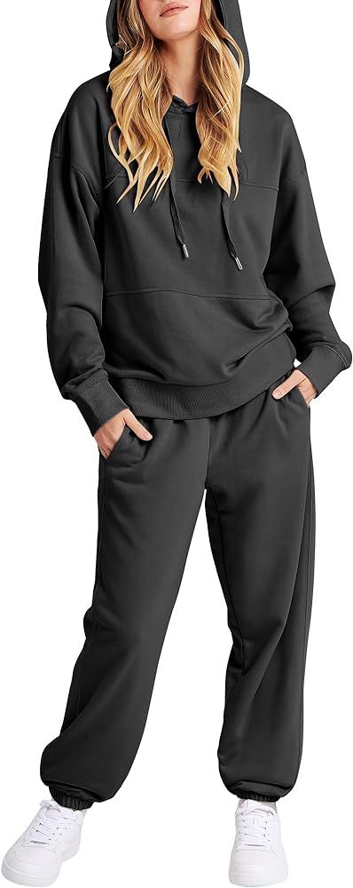 Caracilia 2 Piece Outfits Loose Sweatsuits Fashion Pullover Hoodies and Sweatpants Tracksuits Jog... | Amazon (US)