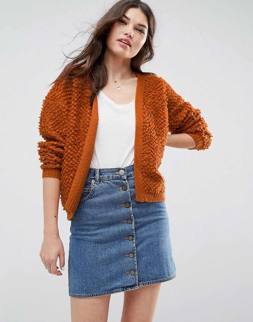 ASOS Cardigan With Bobble Stitch - Red | ASOS US