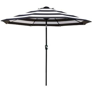 TIRAMISUBEST 9 ft. Aluminum Tilt Market Patio Umbrella in Black and White Striped | The Home Depot