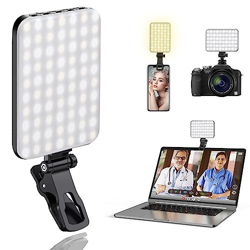 ALTSON 60 LED Portable Selfie Light Video Conference Lighting with Clip & Camera Tripod Adapter Rechargeable 2200mAh CRI 97+, 3 Light Modes for Phone iPhone Webcam Laptop Photo Makeup | Amazon (US)