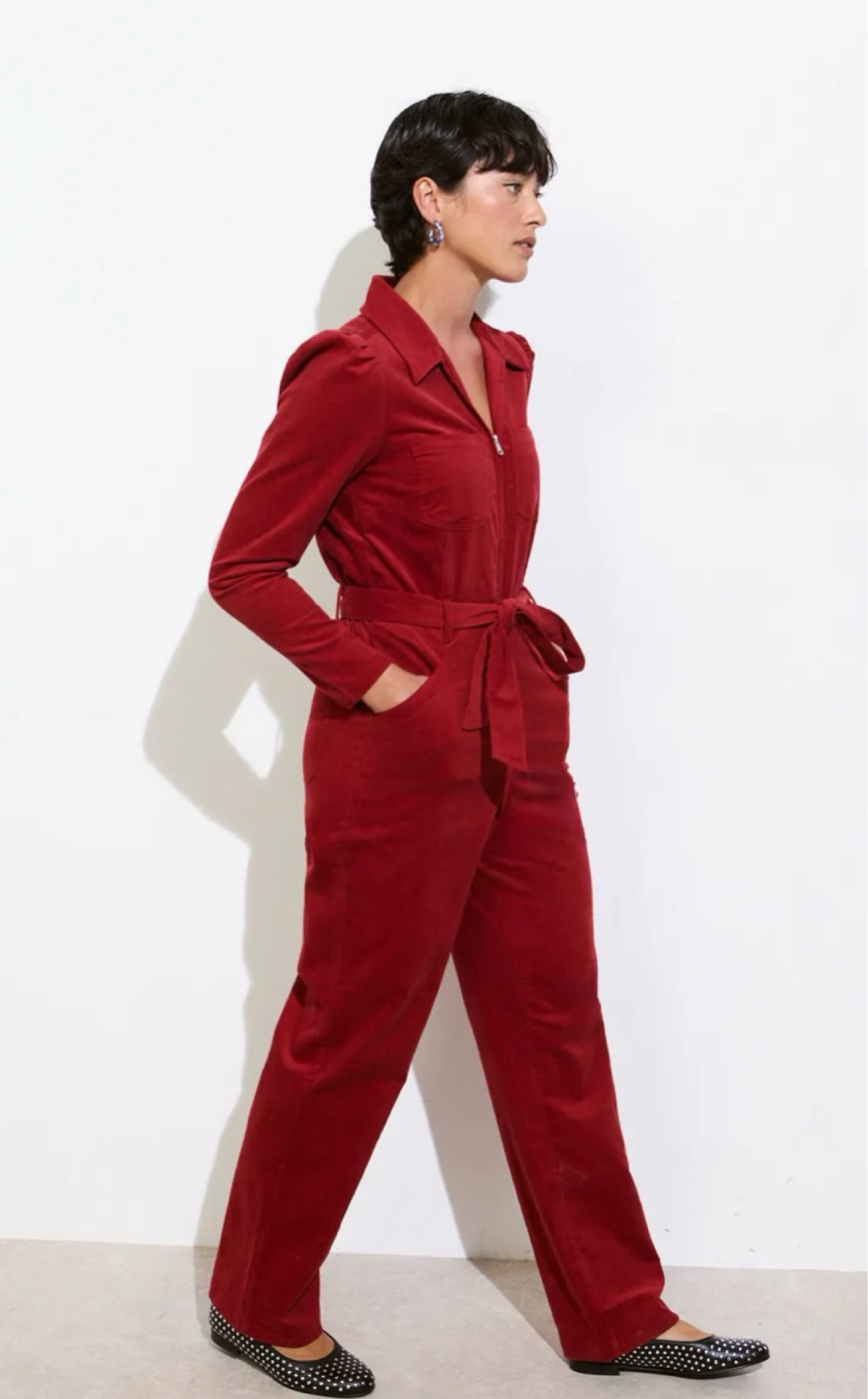 A fabulous rich coloured corduroy jumpsuit 

Nice little shoulder puff to elevate it 

#LTKover50style #LTKautumn #LTKuk