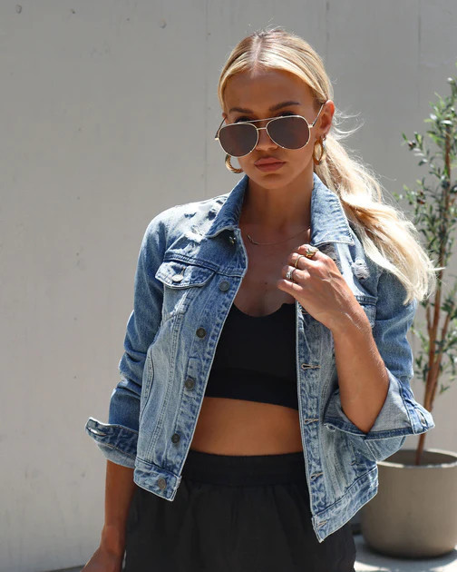 Jasmyn Distressed Denim Jacket - Medium Wash | VICI