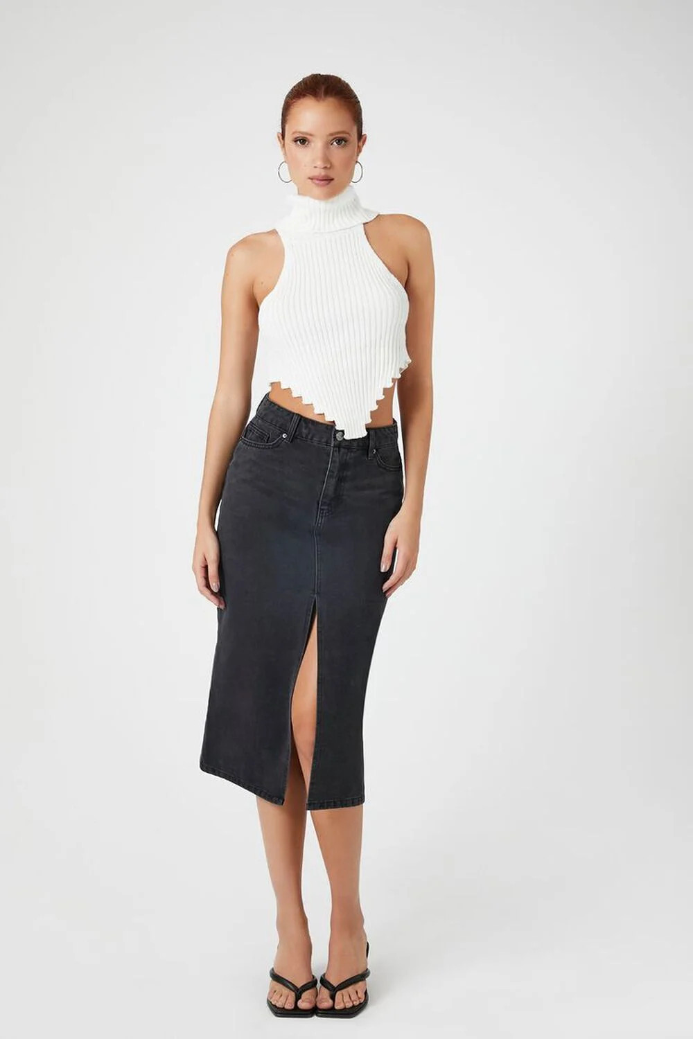 Denim Midi Slit Skirt | Forever 21 (US)
