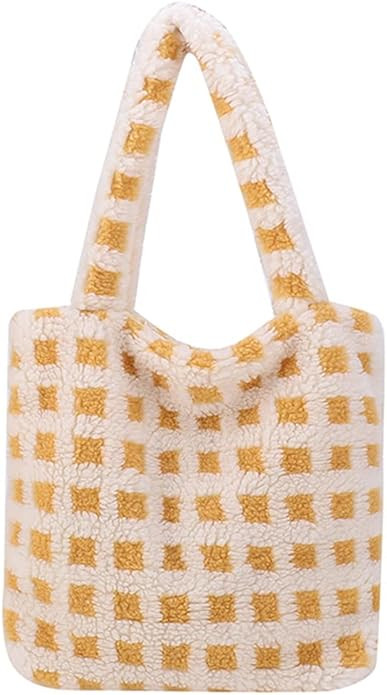 Plush Underarm Bag, Ladies Fluffy Shoulder Bag, Women Furry Flower Tote Bag Y2K Plush Handbag for... | Amazon (US)