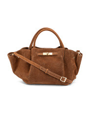 Made In Italy Suede East West Satchel With Belt Detail | Handbags | Marshalls | Marshalls