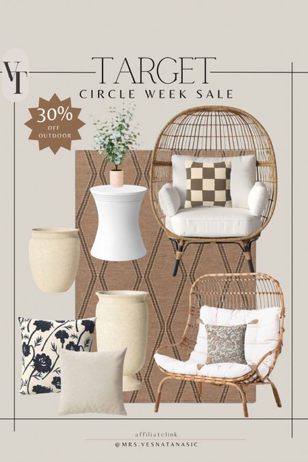 Target Circle Week! 30% off outdoor! These egg chairs are one of my favorites and such good deal right now! @targetstyle @target #targetstyle #targethome #studiomcgee #outdoor #patiofurniture #outdoorfurniture egg chair, patio seasoj, outdoor, outdoor patio furniture, outdoor rug, outdoor pillow, 

#LTKxTarget #LTKsalealert #LTKhome