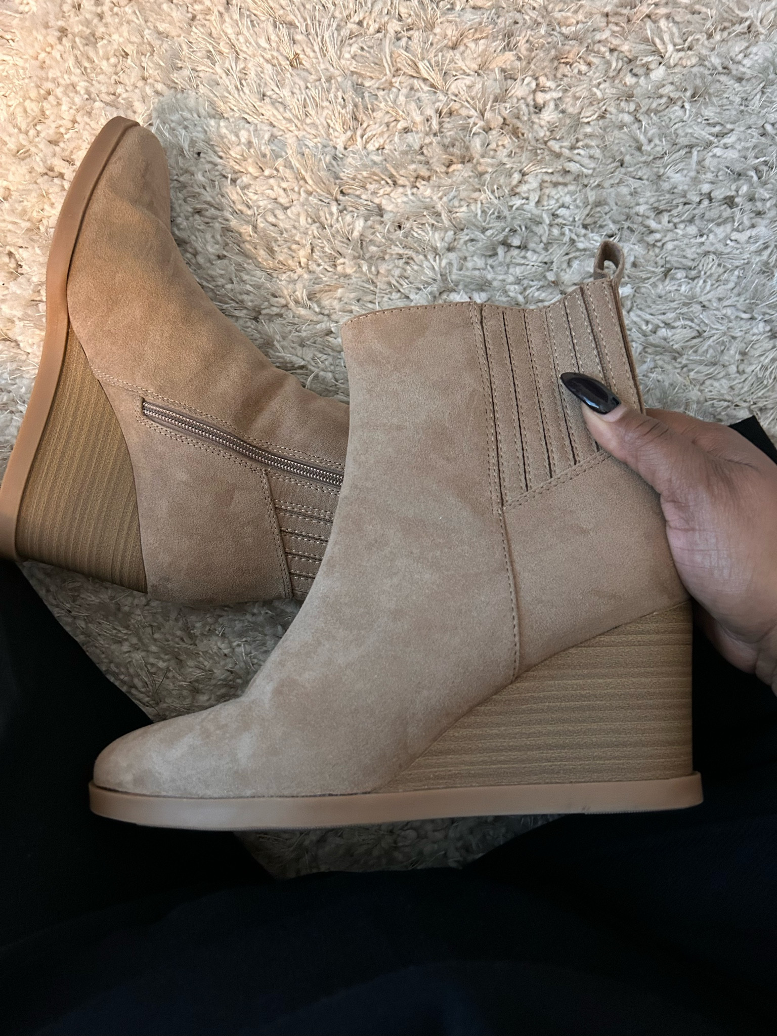 These medium-width winter boots feature memory foam insoles. I wore them to work and they were comfortable all day. I do a lot of walking at work, so that was a welcomed surprise. I normally have to put on my tennis shoes midday. I love them!! 

#LTKSpringSale #LTKover40 #LTKstyletip