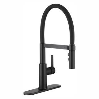 Glacier Bay Statham Single-Handle Rubber Hose Spring Neck Kitchen Faucet with TurboSpray and Fast... | The Home Depot
