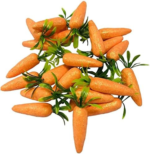 24 Pcs Easter Artificial Carrots Foam Glitter Powder Carrots Artificial Vegetables Home Kitchen Fest | Amazon (US)