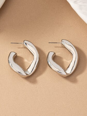 1 Paar Ohrringe Modisch minimalistisch geometrisch Kette, Schnalle, In Golden Ton | SHEIN