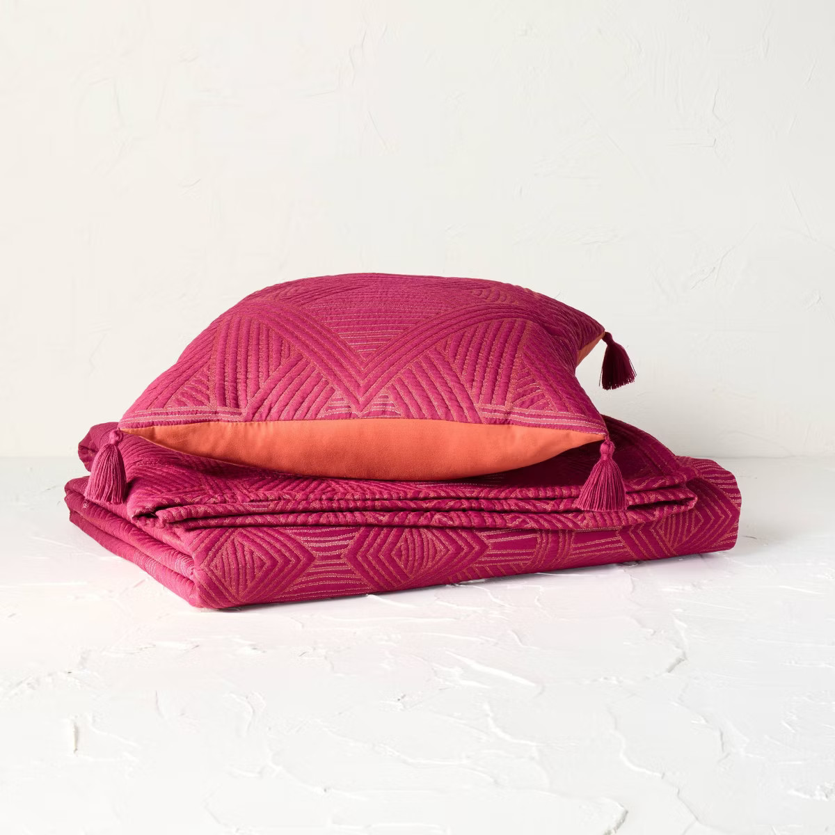 60"x80" Decorative Bed Throw and Pillow Set Berry Red - Opalhouse™ designed with Jungalow™ | Target