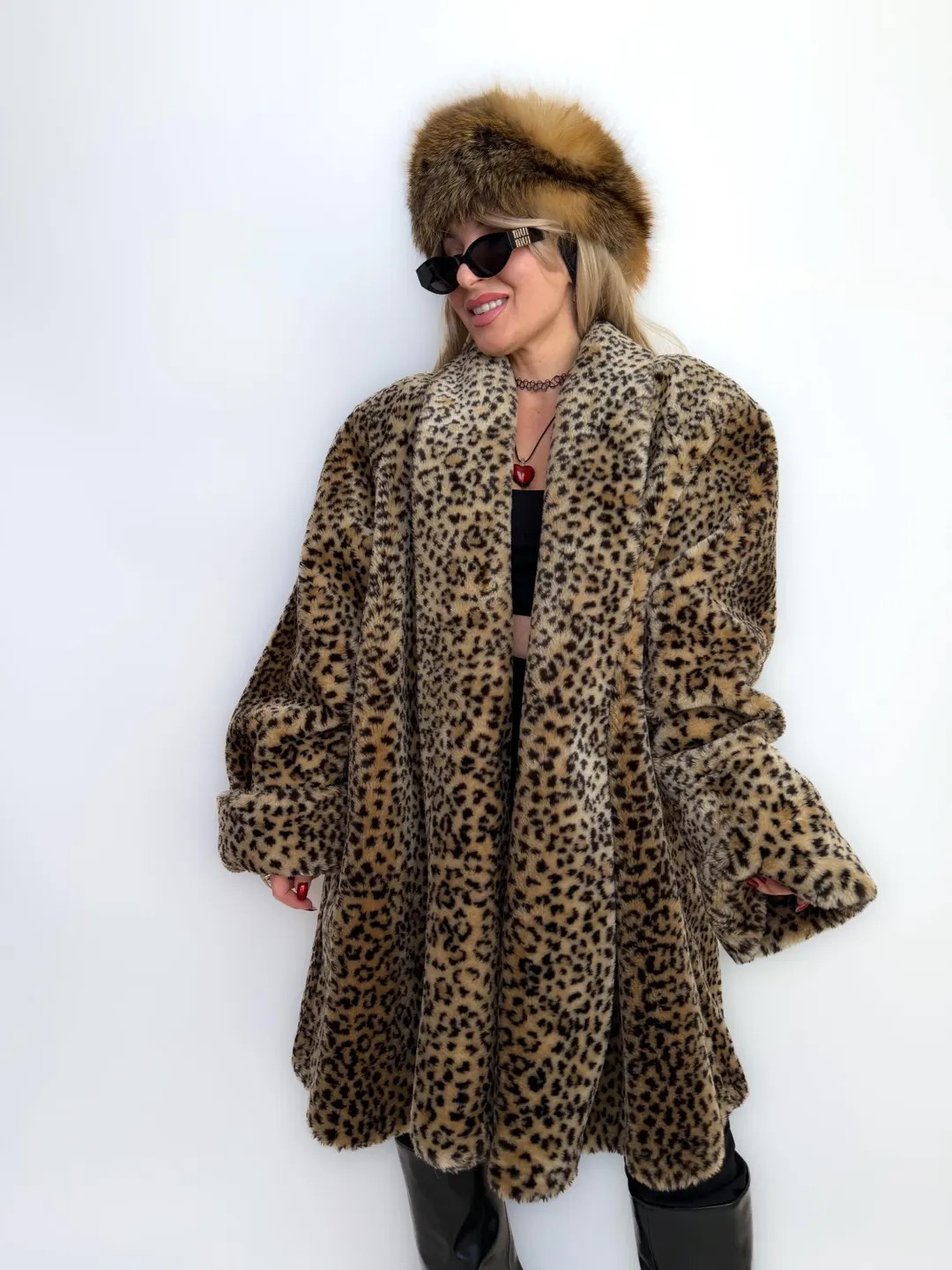Faux Fur Cheetah Coat American Made Vintage 80s 90s Winter Coat Animal Print Fur Mid Length Size ... | Etsy (US)