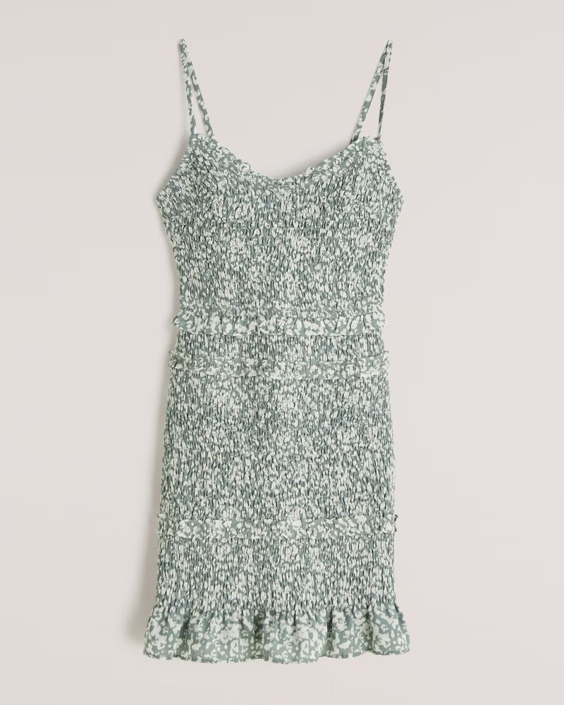 Smocked Ruffle Mini Dress | Abercrombie & Fitch (US)
