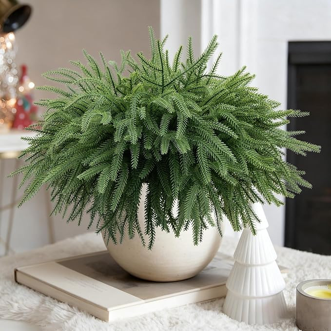 8 Pcs Real Touch Norfolk Pine Branches, 18 Inch Artificial Christmas Green Plants Branches Faux G... | Amazon (US)