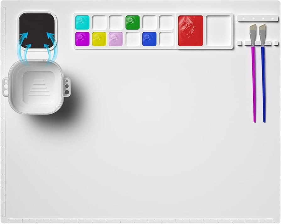 Silicone Craft Mat, 20"x16" Silicone Painting Mat with Cup, Nonstick Silicone Sheet for Resin Jew... | Amazon (US)