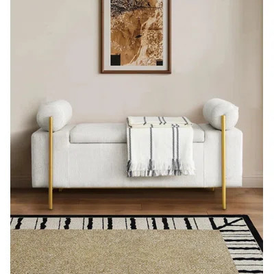 Linen Upholstered Storage Ottoman with Cylindrical Headrest - Armrest | Wayfair North America