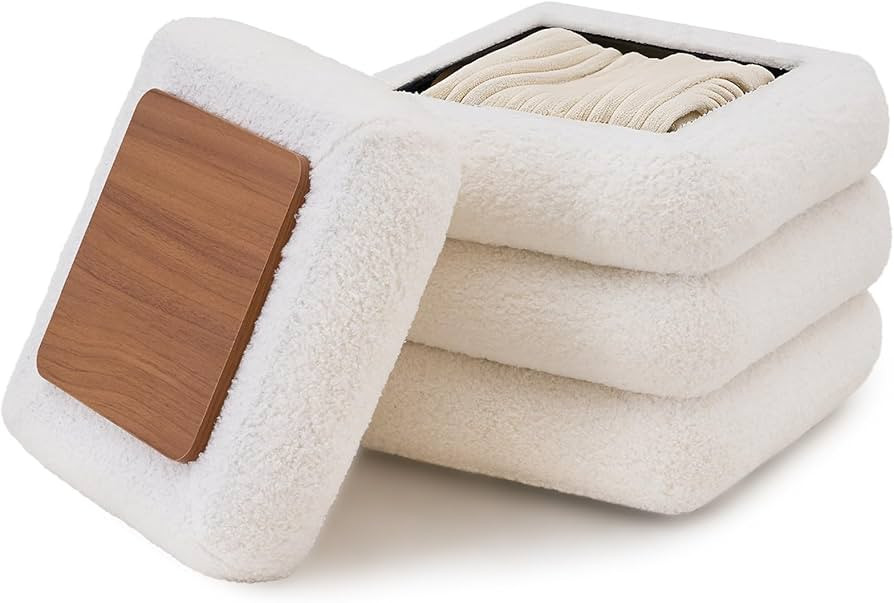 Wimarsbon Square Storage Ottoman, Modern Sherpa Footstool, Teddy Vanity Stool with Flip-Top Tray,... | Amazon (US)