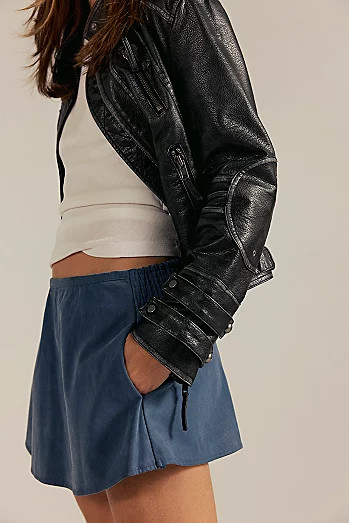 Understated Leather Low-Rise Buckle Skirt | Free People (Global - UK&FR Excluded)