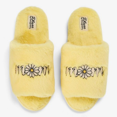 Dluxe by Dearfoams Women's Mother's Day Single Band Slide - Yellow M | Target