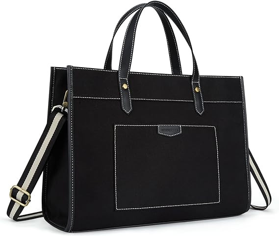 Missnine Laptop Tote Bag Canvas Laptop Bag 15.6 inch Work Shoulder Bags Casual Briefcase Handbag ... | Amazon (US)