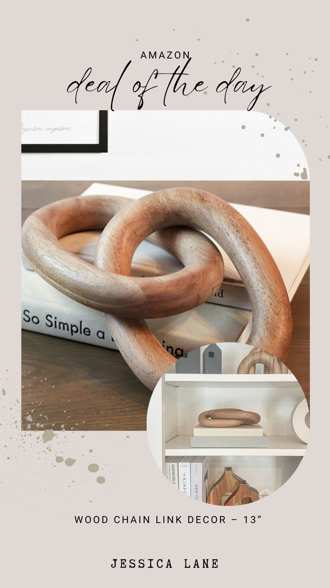 This 13-inch decorative wood chain link adds the perfect organic texture to your coffee table or shelf styling.#modernorganic #homedecor #amazonhome #neutraldecor

#LTKSaleAlert #LTKHome #LTKSpringSale