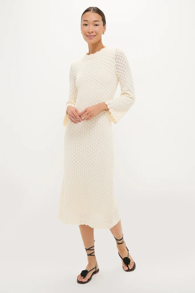 Cream Pointelle Knit Colby Midi Dress | Tuckernuck (US)