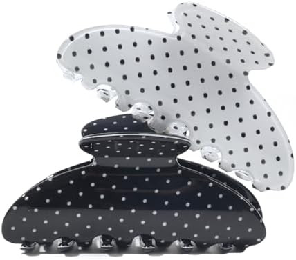 2 Acetate Hair Claw Clip for Women, 3.8-Inch Black and White Polka Dot Big Hair Clips Strong Hold... | Amazon (US)