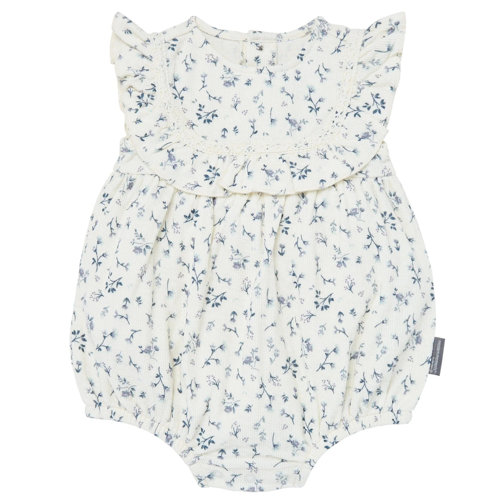 Baby Girls Blue Ditsy Ruffle Bubble Romper | Gerber Childrenswear