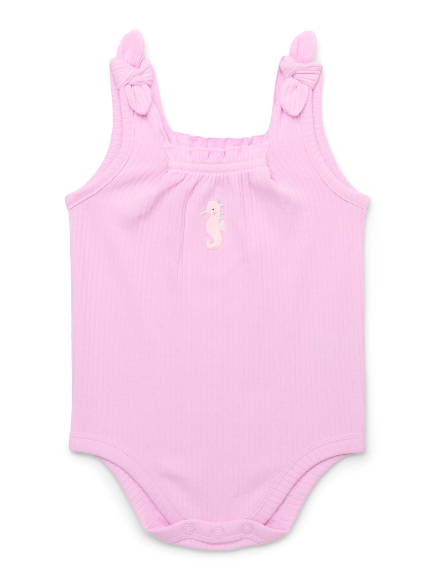 Garanimals Baby Girl Ribbed Bow Strap Bodysuit, Sizes 0-24 Months | Walmart (US)