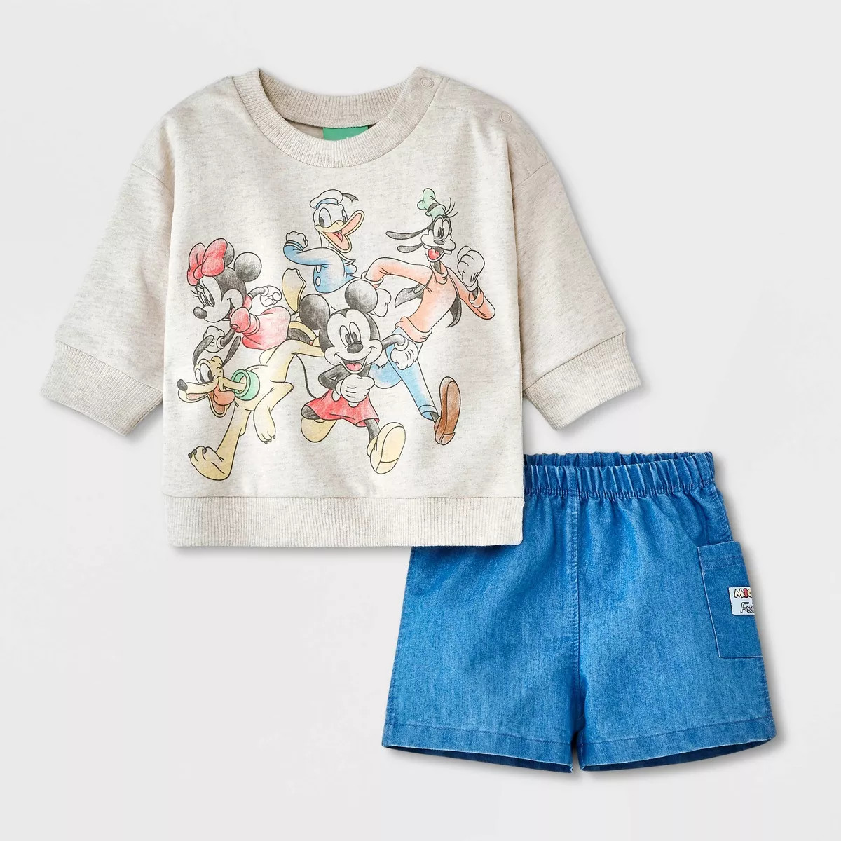 Baby Boys' Mickey Mouse & Friends 2pc Top and Bottom Shorts Set - Light Blue | Target