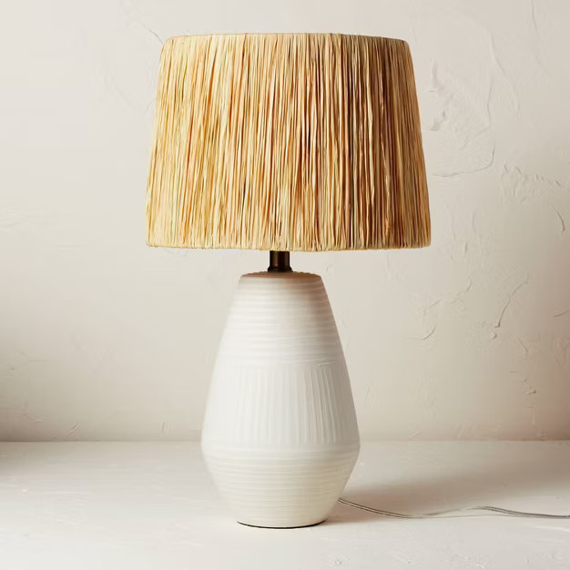 Ceramic Table Lamp with Natural Shade Cream (Includes LED Light Bulb) - Opalhouse™ designed... | Target