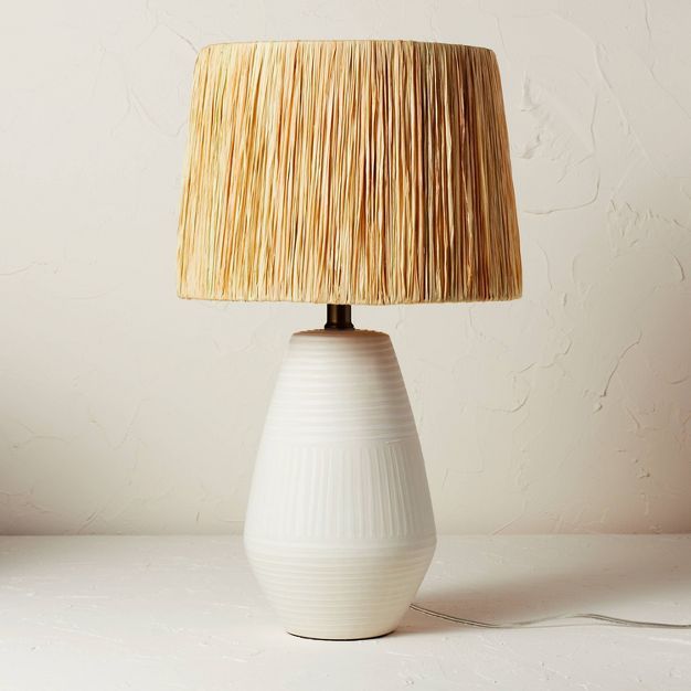 Ceramic Table Lamp with Natural Shade Cream (Includes LED Light Bulb) - Opalhouse™ designed wit... | Target