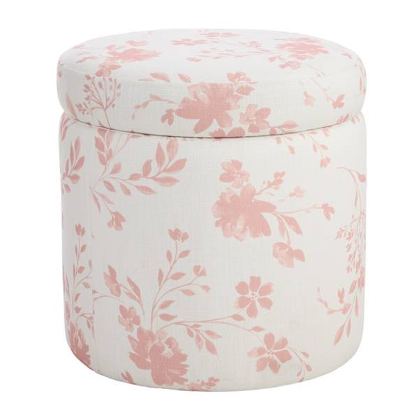 Eva Storage Ottoman, Pink Floral | At Home