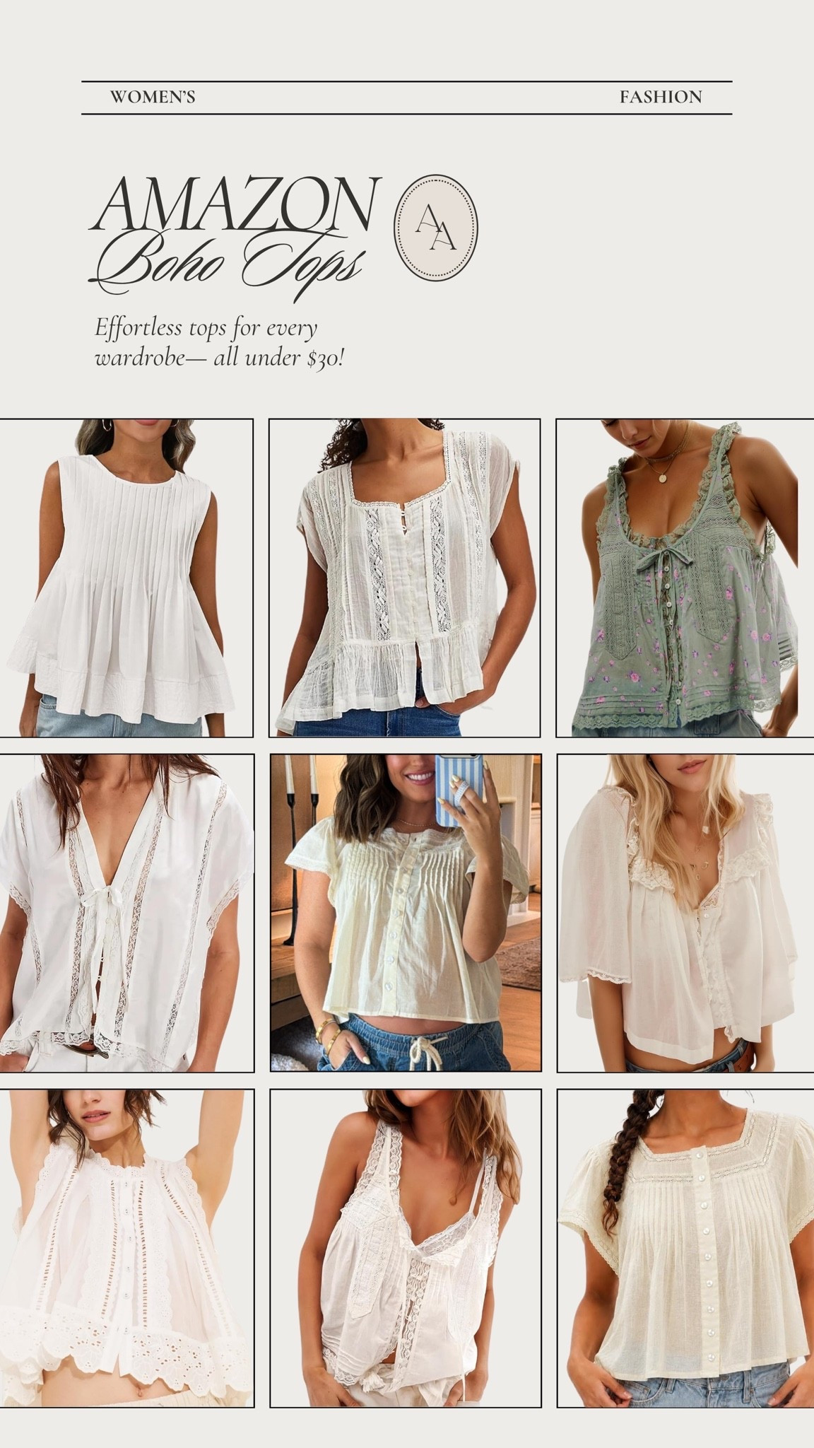 Sharing more white boho tops from Amazon that are similar to the top I’m wearing today! All under $30 and great staples for any wardrobe. 

|| women’s fashion || boho tops || white tops || Amazon basics || Amazon fashion || transitional outfits || bump friendly outfits ||

#LTKBump #LTKootd #LTKPetite
