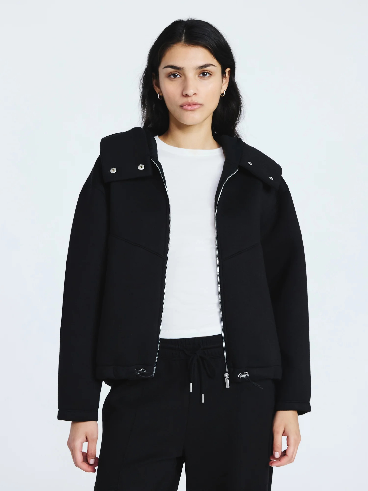 Scoop Women's and Women's Plus Neoprene Fleece Oversized Jacket with Hood, Sizes XS-4X | Walmart (US)