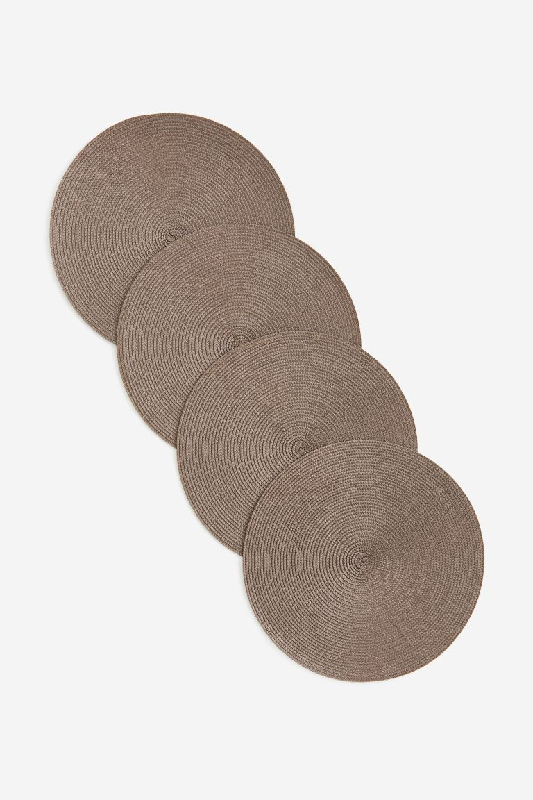4-pack place mats - Dark beige - Home All | H&M GB | H&M (UK, MY, IN, SG, PH, TW, HK)