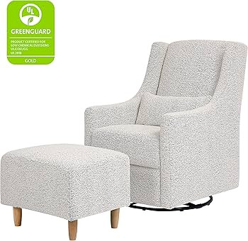 Babyletto Toco Upholstered Swivel Glider and Stationary Ottoman in Black White Boucle, Greenguard... | Amazon (US)