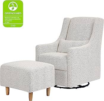 Babyletto Toco Upholstered Swivel Glider and Stationary Ottoman in Black White Boucle, Greenguard... | Amazon (US)