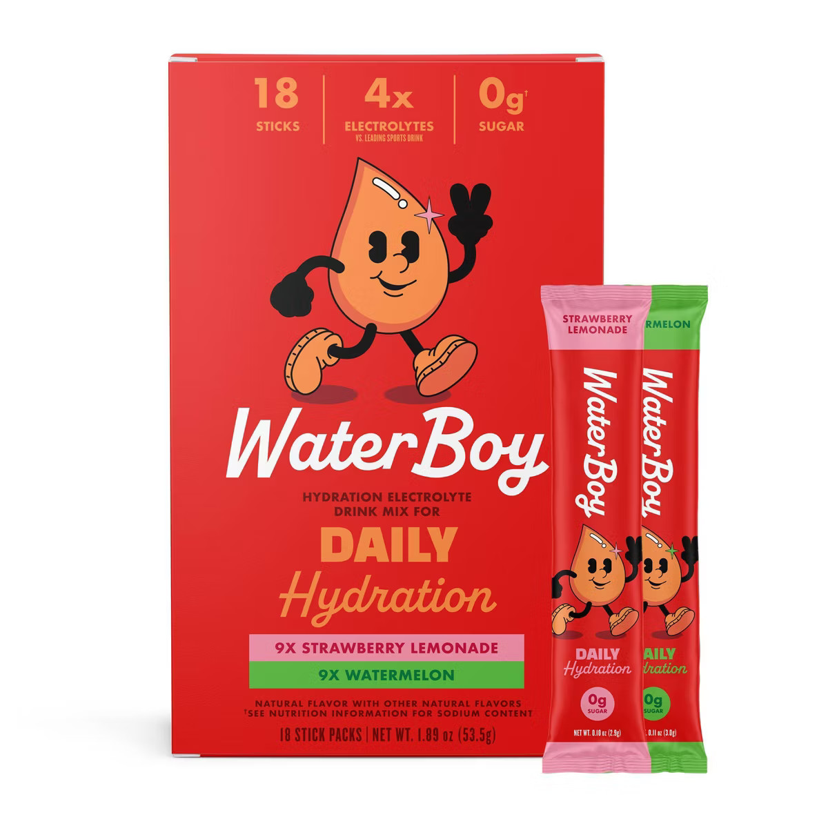 Waterboy Daily Hydration Sports Drink Variety Pack - Strawberry Lemonade + Watermelon - 1.89oz/18... | Target