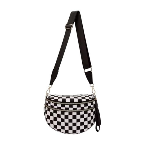 Black and White Checkered Crossbody Bum Bag, Spacious Design for Essentials Plus Size Friendly Strap 55" | Amazon (US)