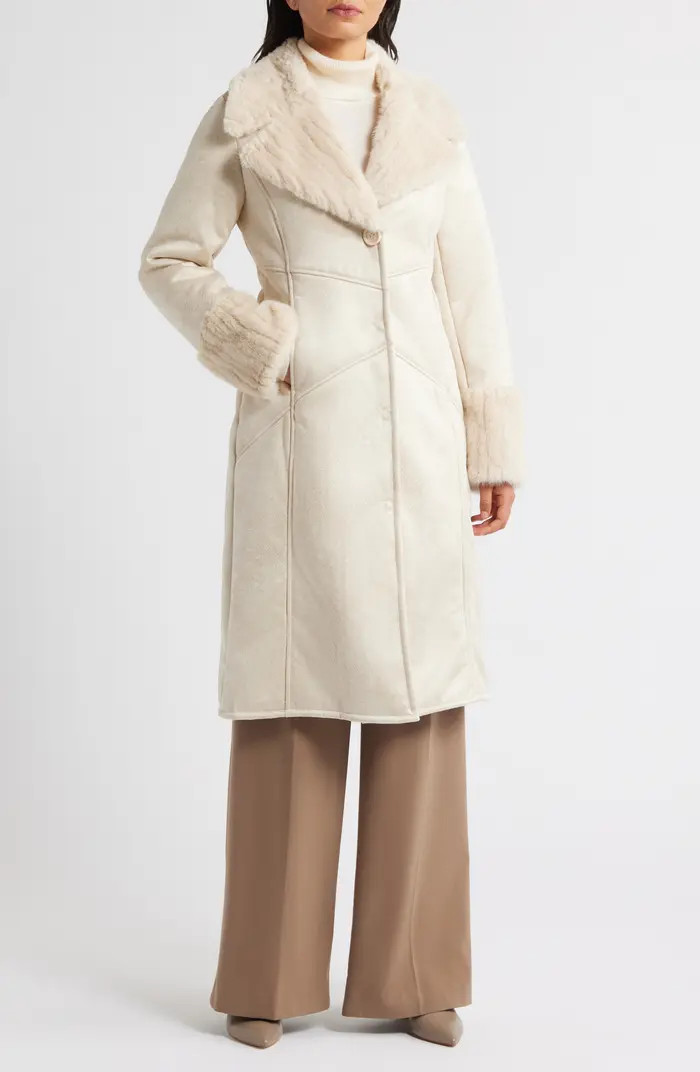 Faux Fur Trim Longline Coat | Nordstrom