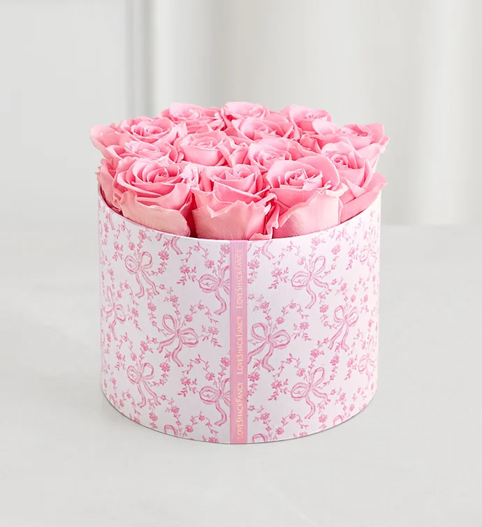 LoveShackFancy Blushing Bows Preserved Magnificent Roses® | 1800flowers.com