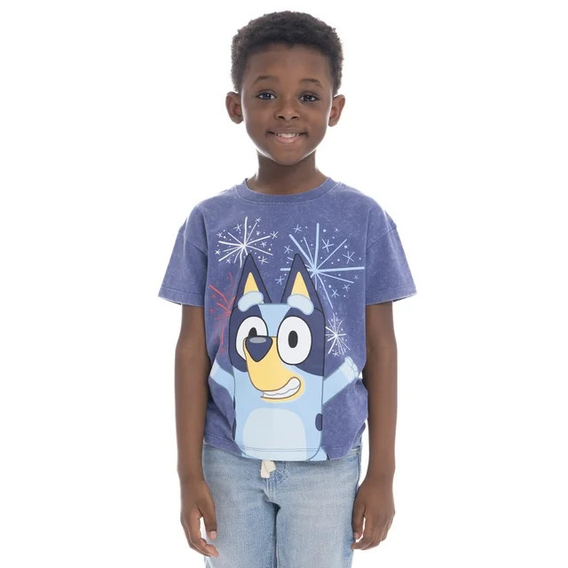 Bluey Toddler Boys Graphic Americana Crewneck Tee with Short Sleeves, Sizes 12M-5T | Walmart (US)
