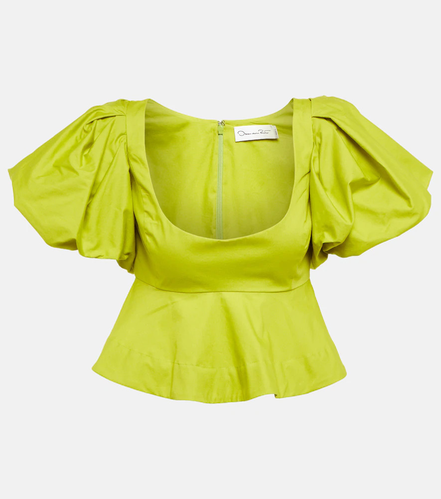 Oscar de la Renta Peplum cotton crop top | Mytheresa (US/CA)