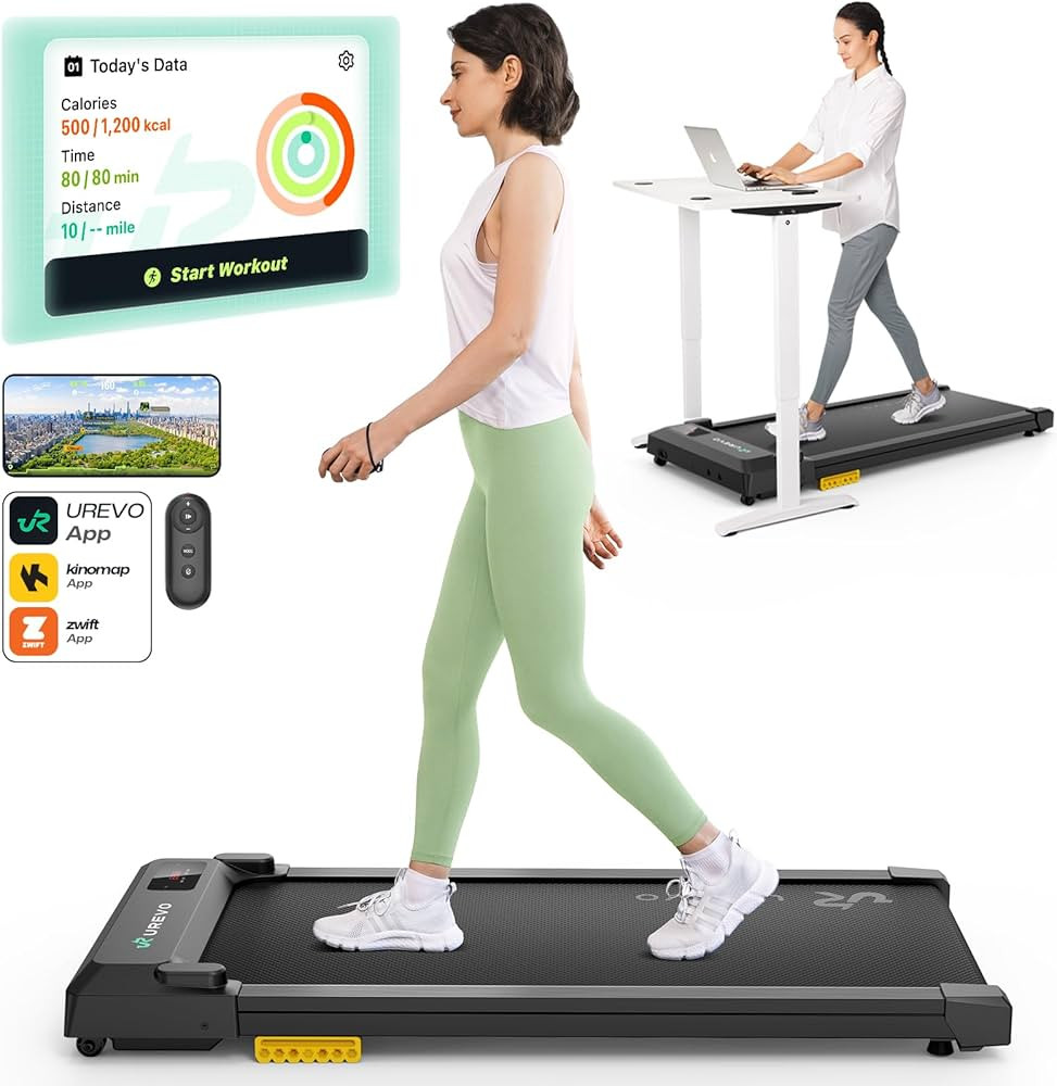 UREVO Walking Pad Treadmills for Home Small, Under Desk Treadmill, Compact Design Walking Pad 2 i... | Amazon (US)