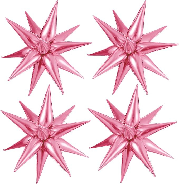 50Pcs Starburst Balloons Spikes Balloons, Pink Star Balloon 26Inch Star Foil Cone Balloons , 12 P... | Amazon (US)