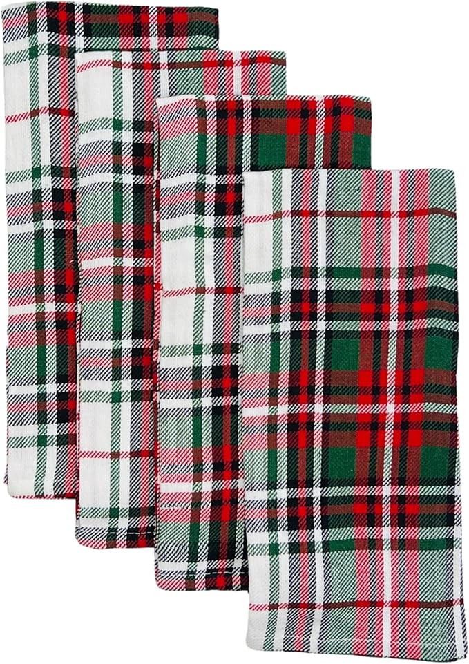 Serafina Home Christmas Kitchen Hand Dish Towels, Holiday Plaid Red Black White, 4 Pc Set, 15 x 2... | Amazon (US)