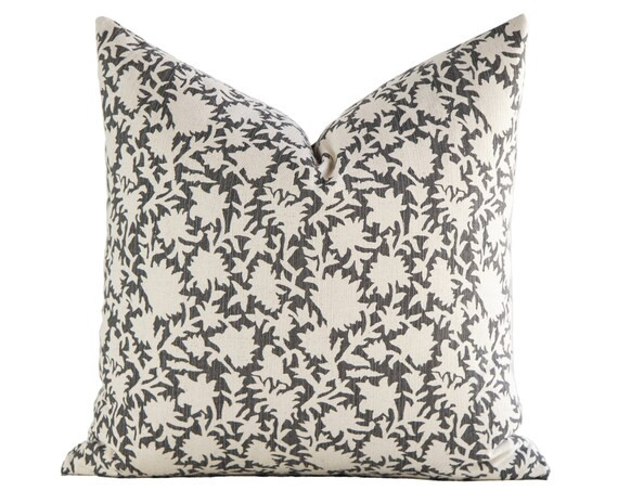 Floral Pillow Cover Tan and Black Pillow Covers Black Floral - Etsy | Etsy (US)