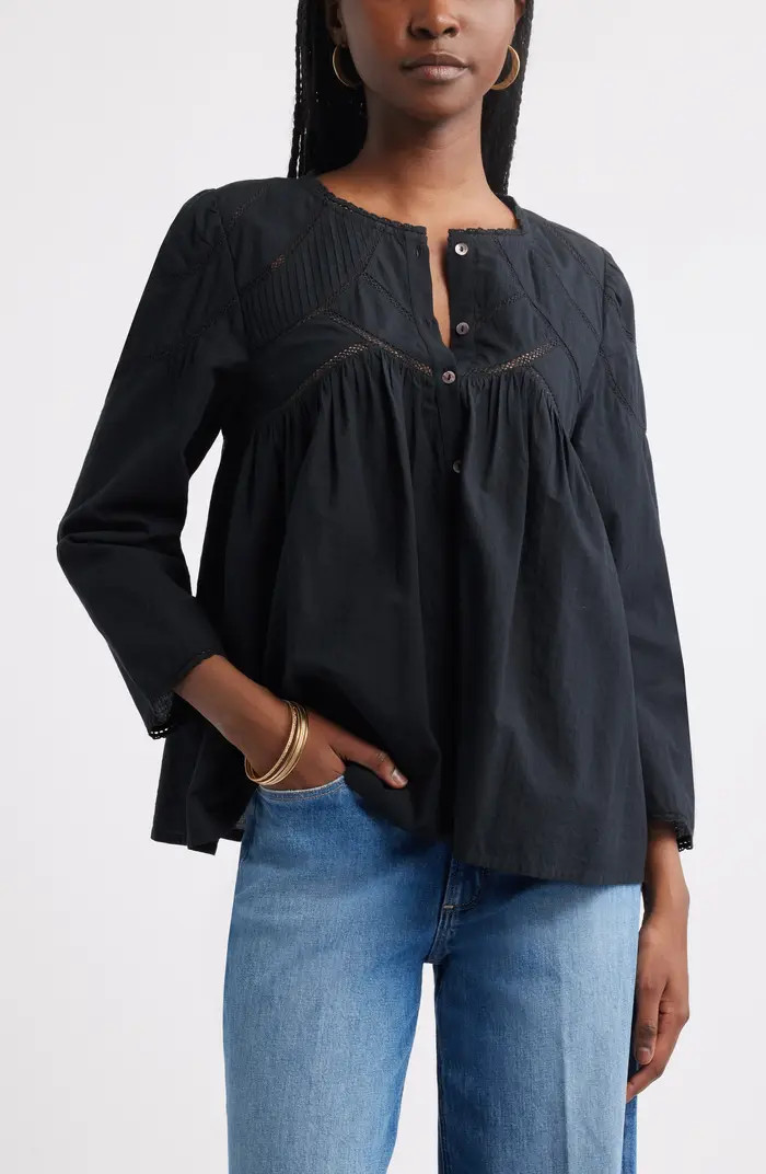 Treasure & Bond Lace Pintuck Cotton Top | Nordstrom | Nordstrom